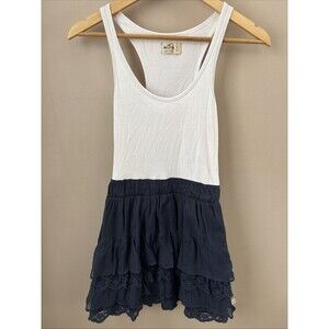 Hollister Women’s S Social Stretch Tank Dress Navy Tiered Lace Y2K